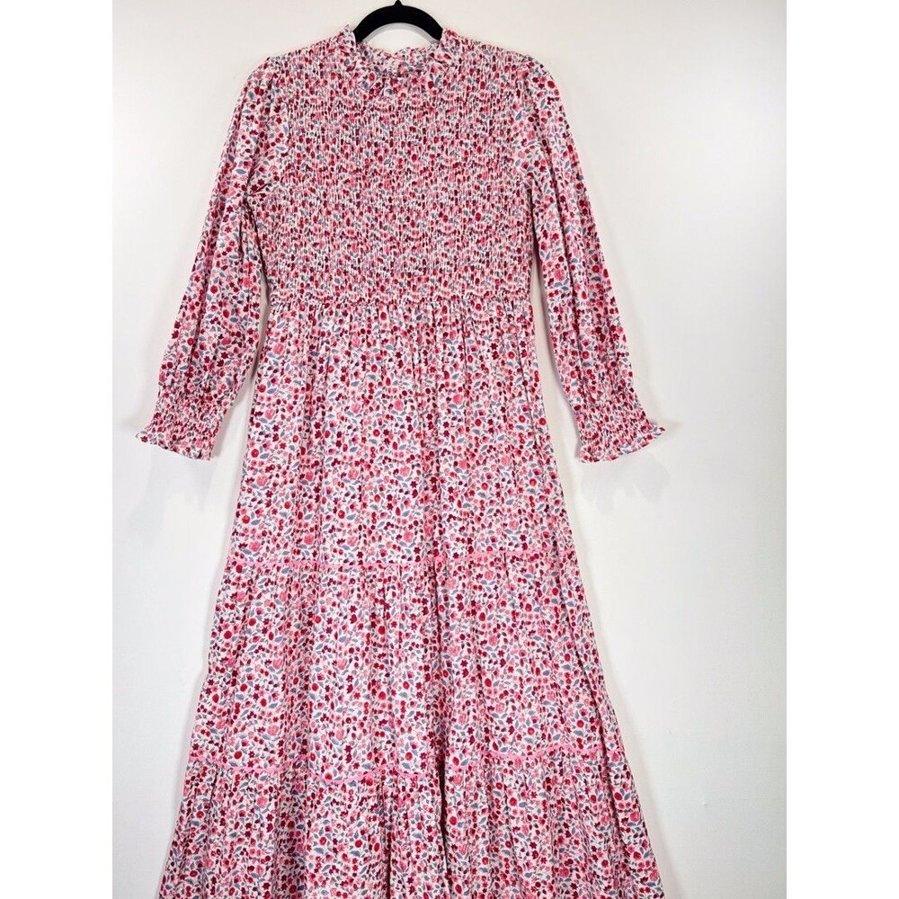 NWT Pink City Prints Maxi Dress Pink Scarlet Forest Isabel Smocked Tiered Small - Picture 6 of 13